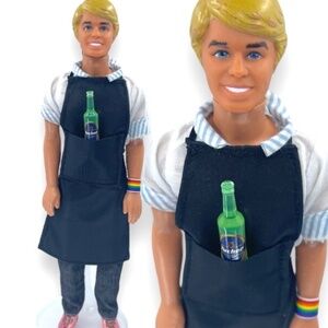 Barista Ken - vintage ken, cleaned and presented in fashion by Guillotine MTL